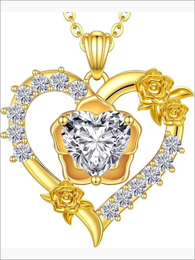3 Ct Moissanite Heart Pendant Necklace Sterling Silver Plated 18k Gold